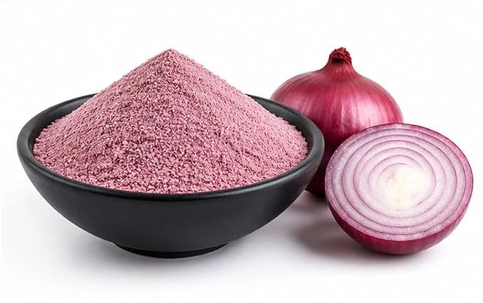 Red onions in mesh bags